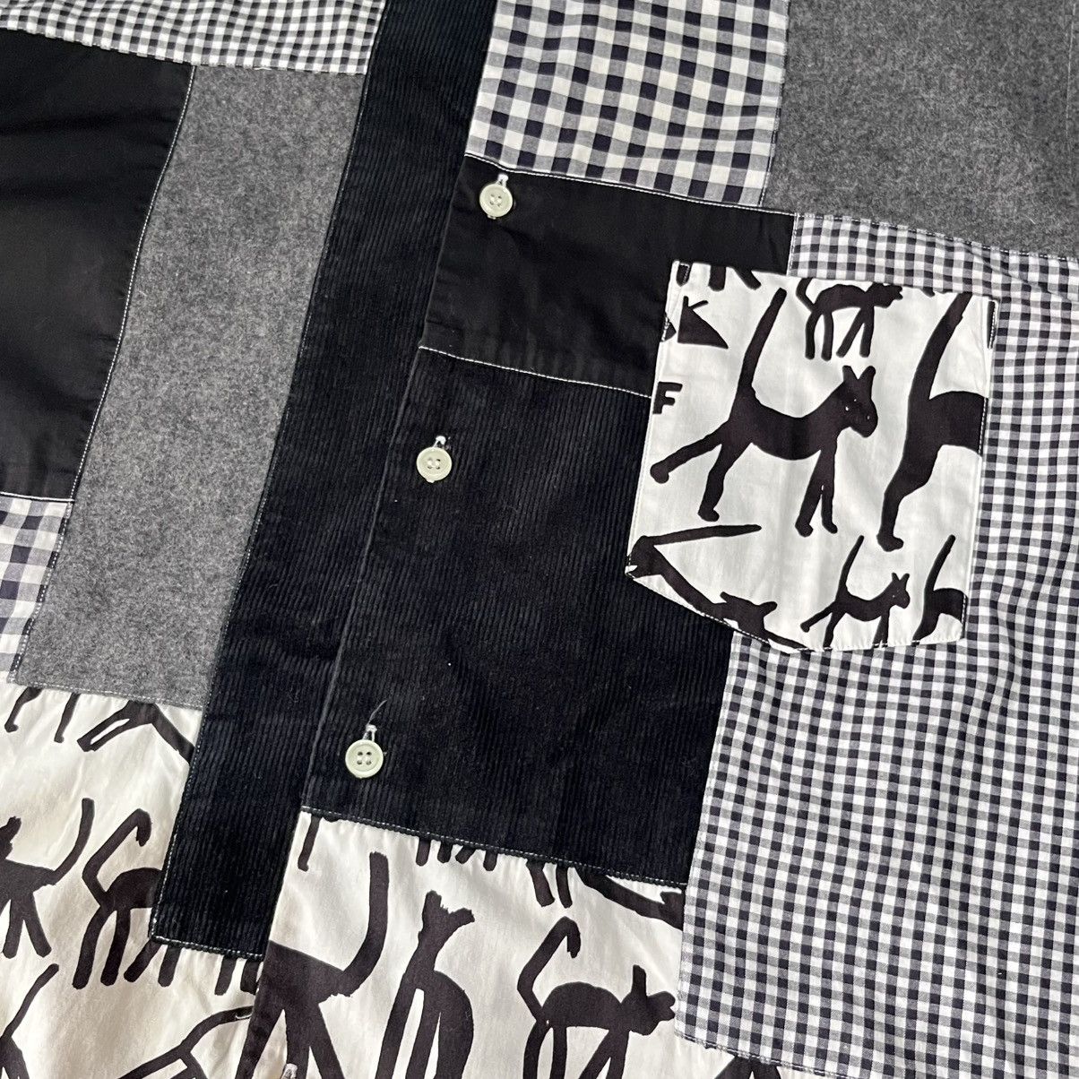 Comme des Garcons Black Comme des Garçons cut & saw shirt corduroy/nylon/linen Size US XL / EU 56 / 4 - 7 Thumbnail