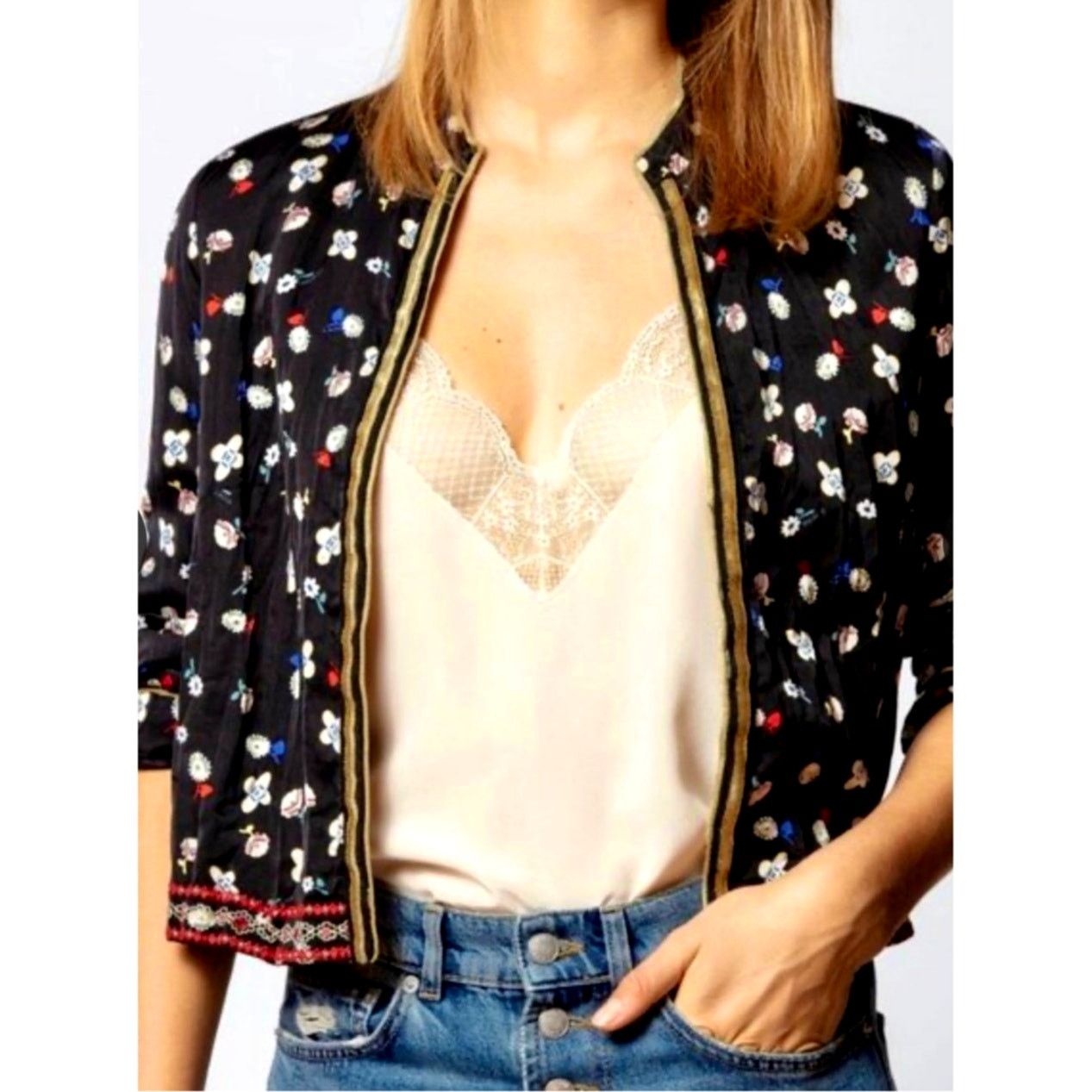 Zadig & Voltaire Zadig & Voltaire Vendrix Floral-Print Open-Front Jacket 38M Size M / US 6-8 / IT 42-44 - 2 Thumbnail