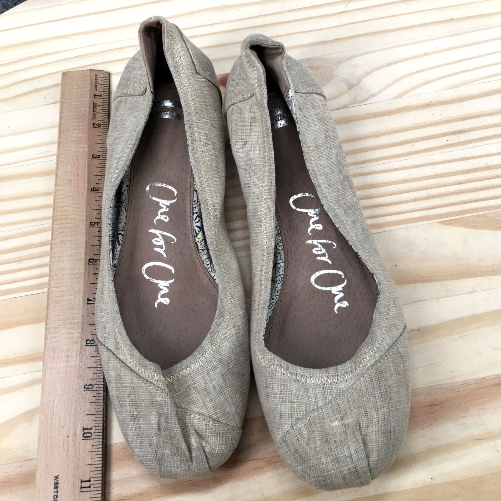 Toms TOMS Women Ballet Flats Casual Beige Fabric Slip On Low Top 8 XS? Size M / US 6-8 / IT 42-44 - 7 Thumbnail