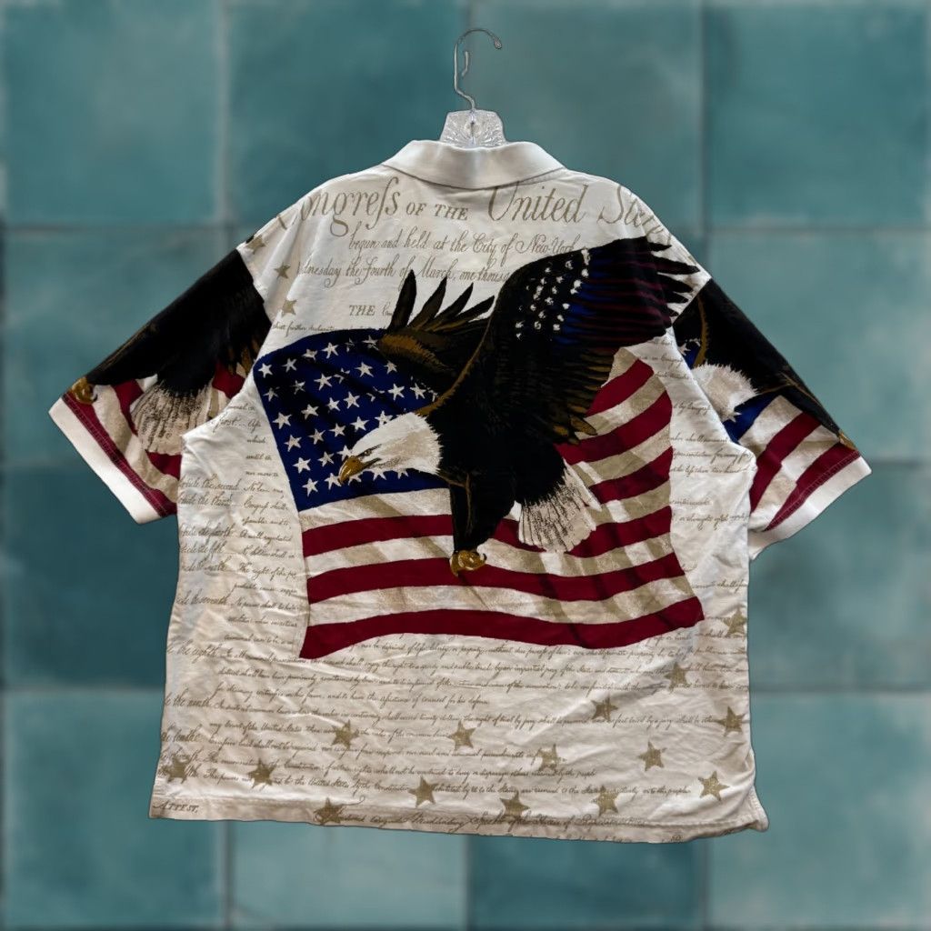Cotton Traders VINTAGE Y2K Polo Shirt Mens 2XL Eagle American Flag USA Patriotic Graphic Shirt Size US XXL / EU 58 / 5 - 1 Thumbnail
