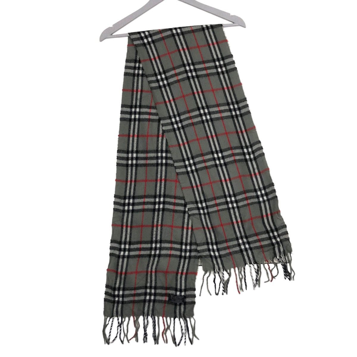 Burberry × Vintage 💥VINTAGE NOVA CHECK BURBERRYS ENGLAND GREY MAFLA Size ONE SIZE - 5 Thumbnail