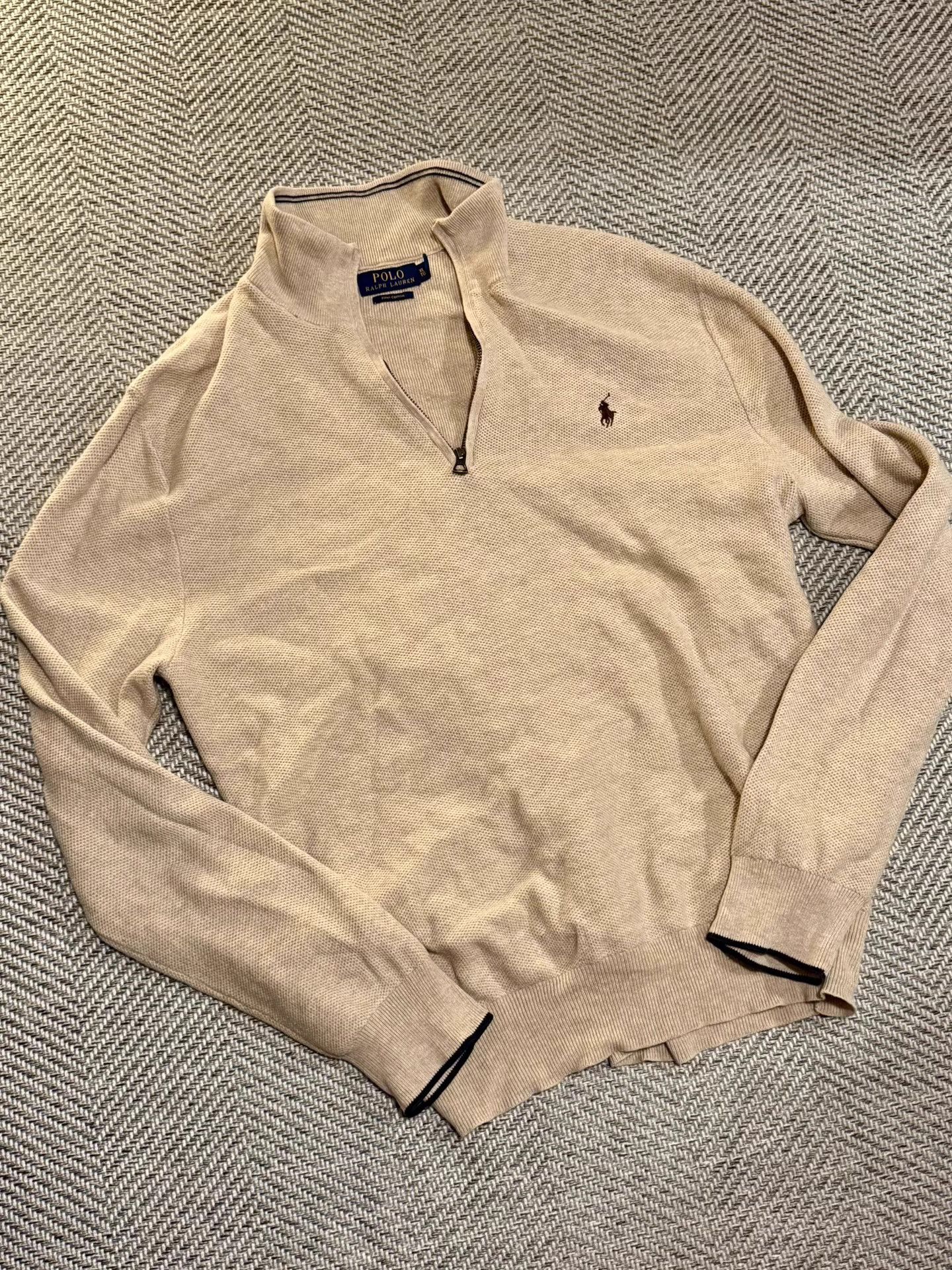 Polo Ralph Lauren Polo Ralph Lauren Beige Half-Zip Mock Neck Sweater K24 Size US XL / EU 56 / 4 - 1 Thumbnail