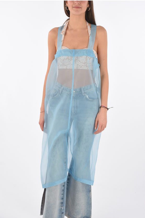 og1mm0724 Sheer Sleevless Shift Dress in Blue