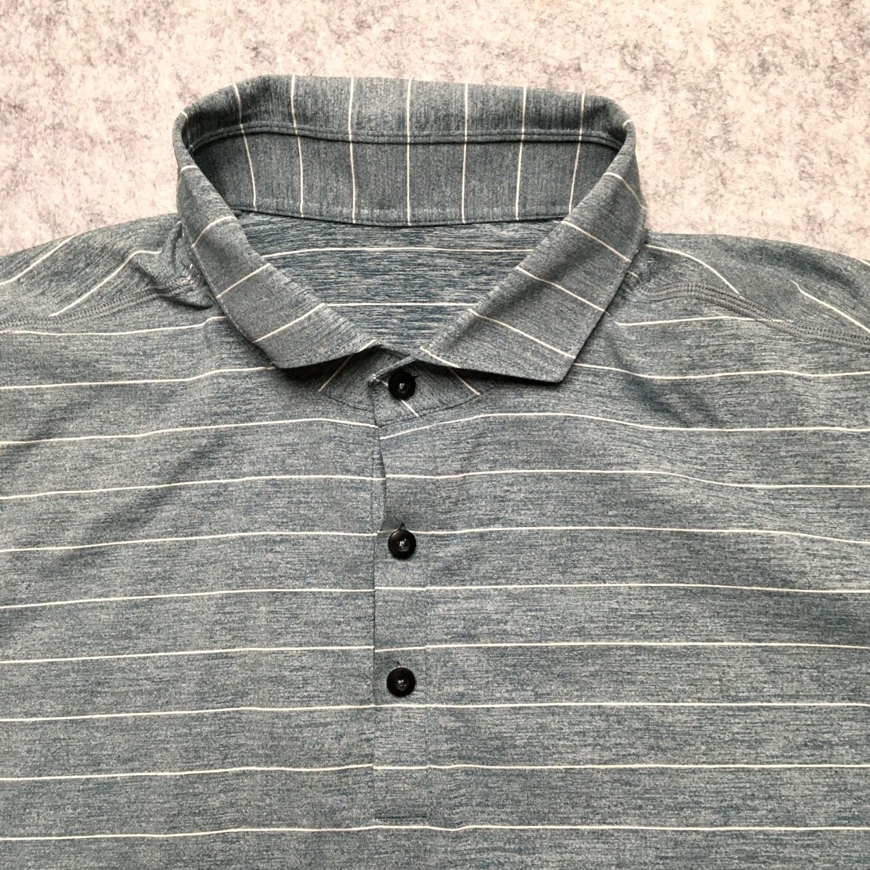 Lululemon Lululemon Polo Shirt Mens XL Blue Striped Performance Golf Heavy Woven Short Sleeve Folded Collar Polo Size US XL / EU 56 / 4 - 3 Thumbnail