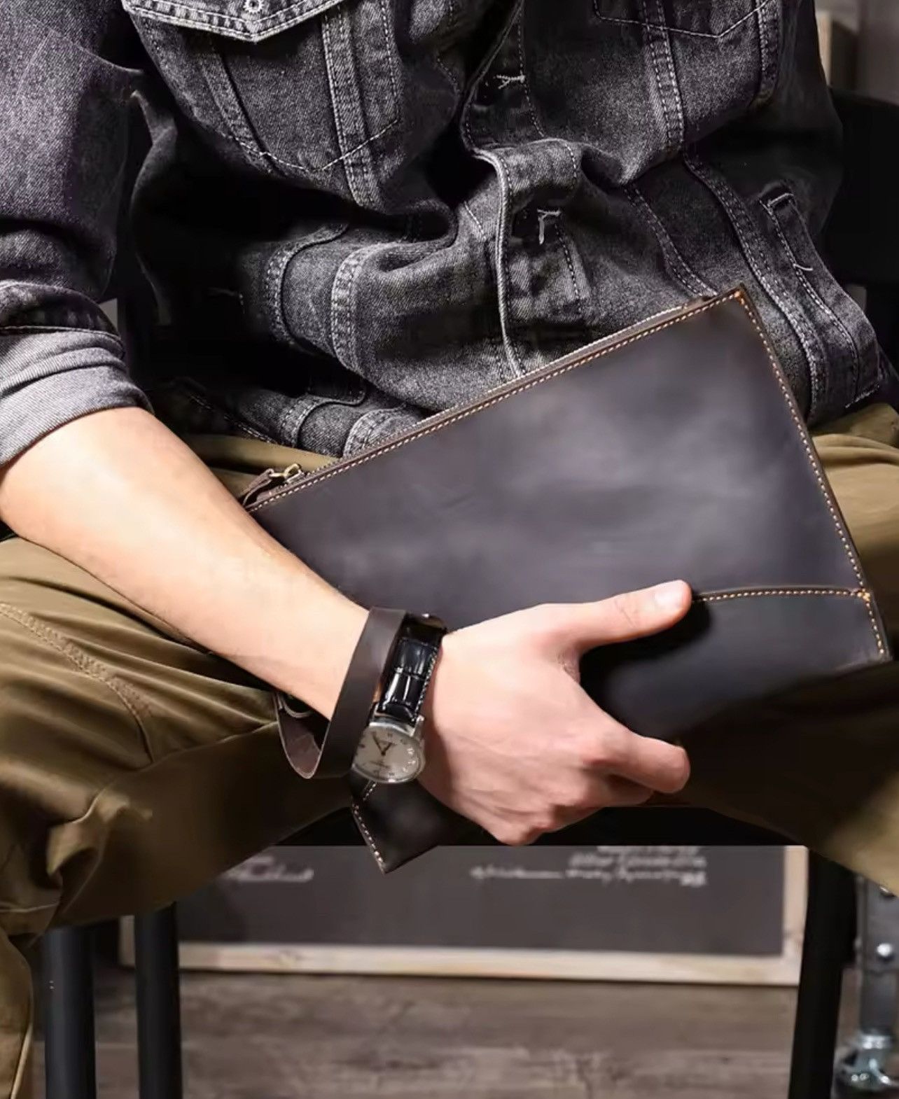 Leather Genuine Leather Clutch Bag Size ONE SIZE - 1 Thumbnail
