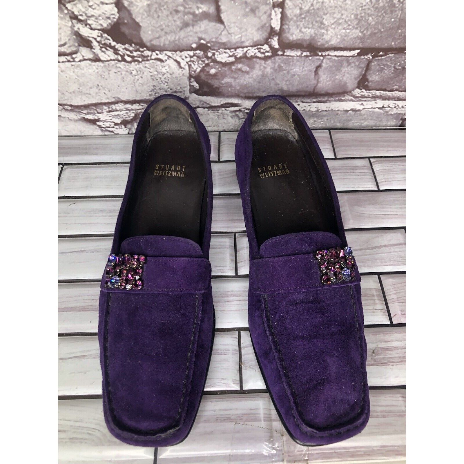 Stuart Weitzman Stuart Weitzman Purple Suede Leather Rhinestone Pump Shoes W Size US 8.5 / IT 38.5 - 6 Thumbnail