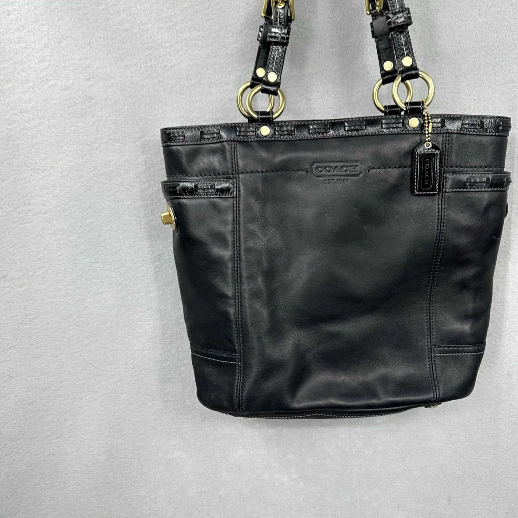 Coach VINTAGE Coach Gallery Tote Bag Women Black Leather 90s Designer Purse E0773-11230 Size ONE SIZE - 4 Thumbnail