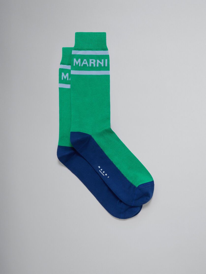 image of Marni O1W1Db10524 Size:os / Logo Socks In Green, Women's