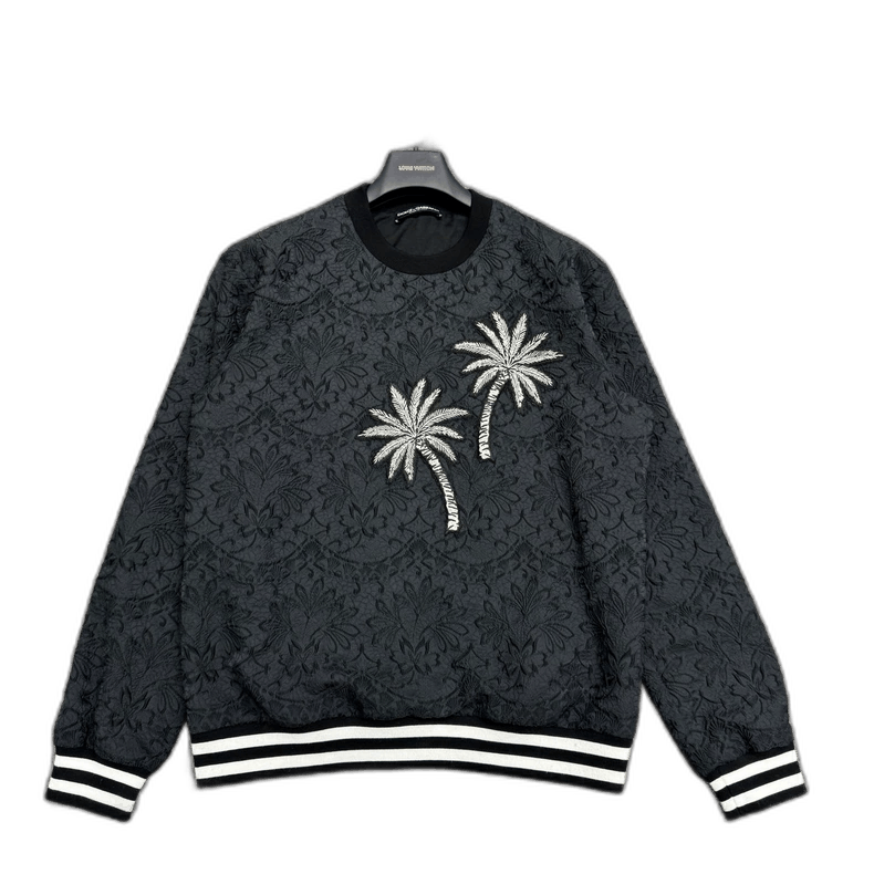 Dolce & Gabbana Black Sweater with Palm Tree Embroidery-yf Size US L / EU 52-54 / 3 - 1 Thumbnail