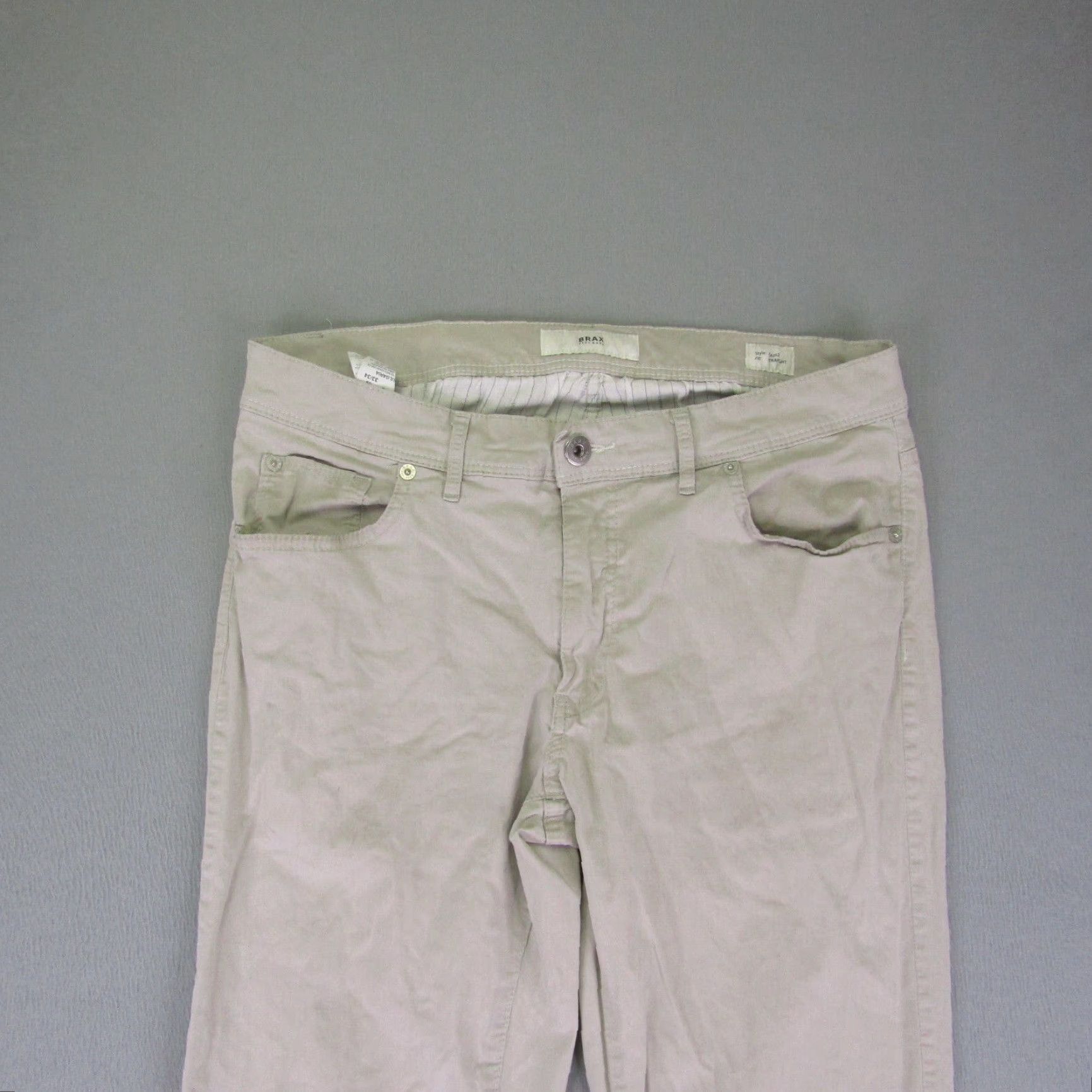 BRAX Brax Pants Mens 33 Chino Straight Gray 33x31 Regular Casual Workwear Classic Slacks Flex Pockets Logo Buttons Zip Mens Size US 32 / EU 48 - 2 Thumbnail