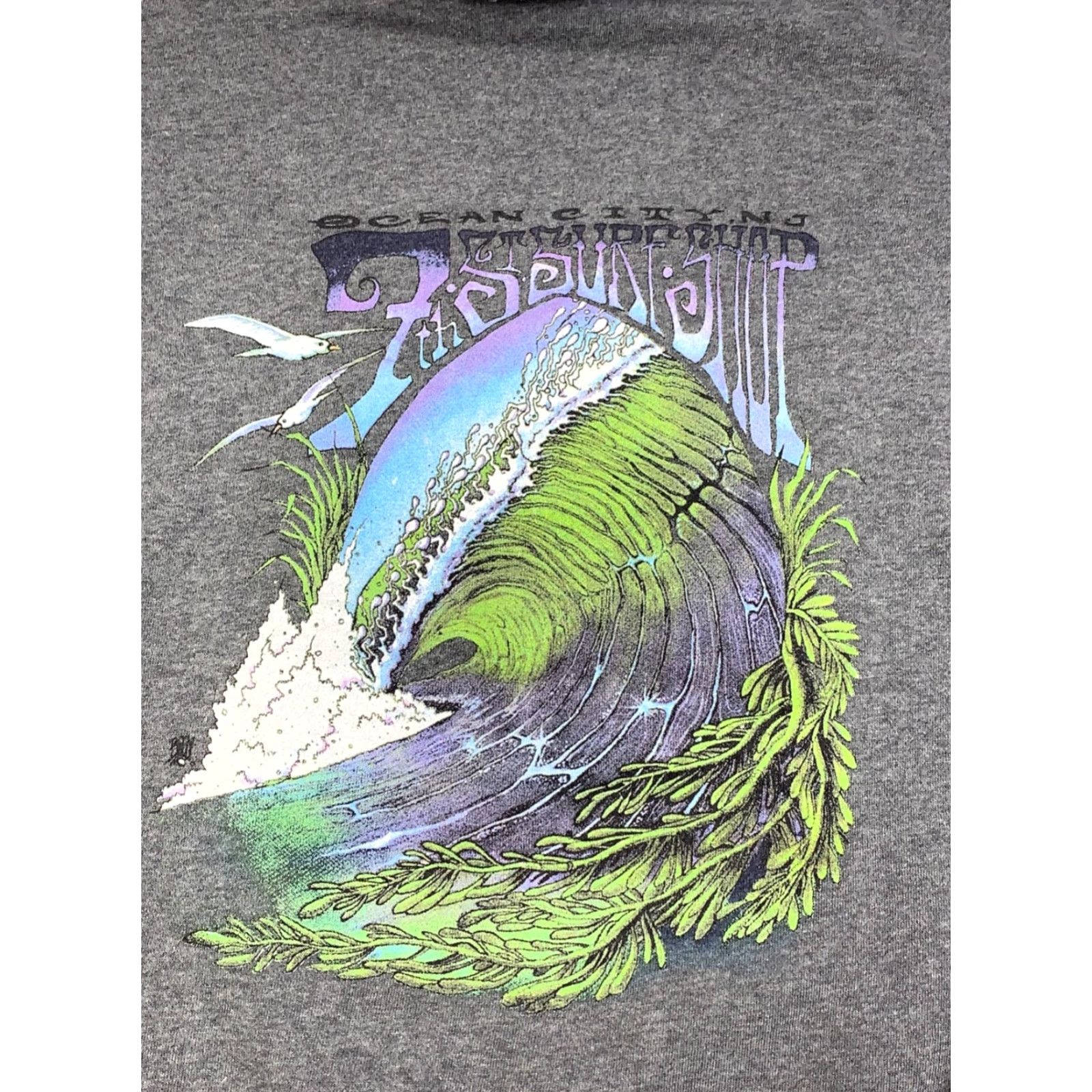 Vintage Ocean City Surf Hoodie Mens M Pullover Beach Waves Birds 12542 Size US M / EU 48-50 / 2 - 2 Thumbnail