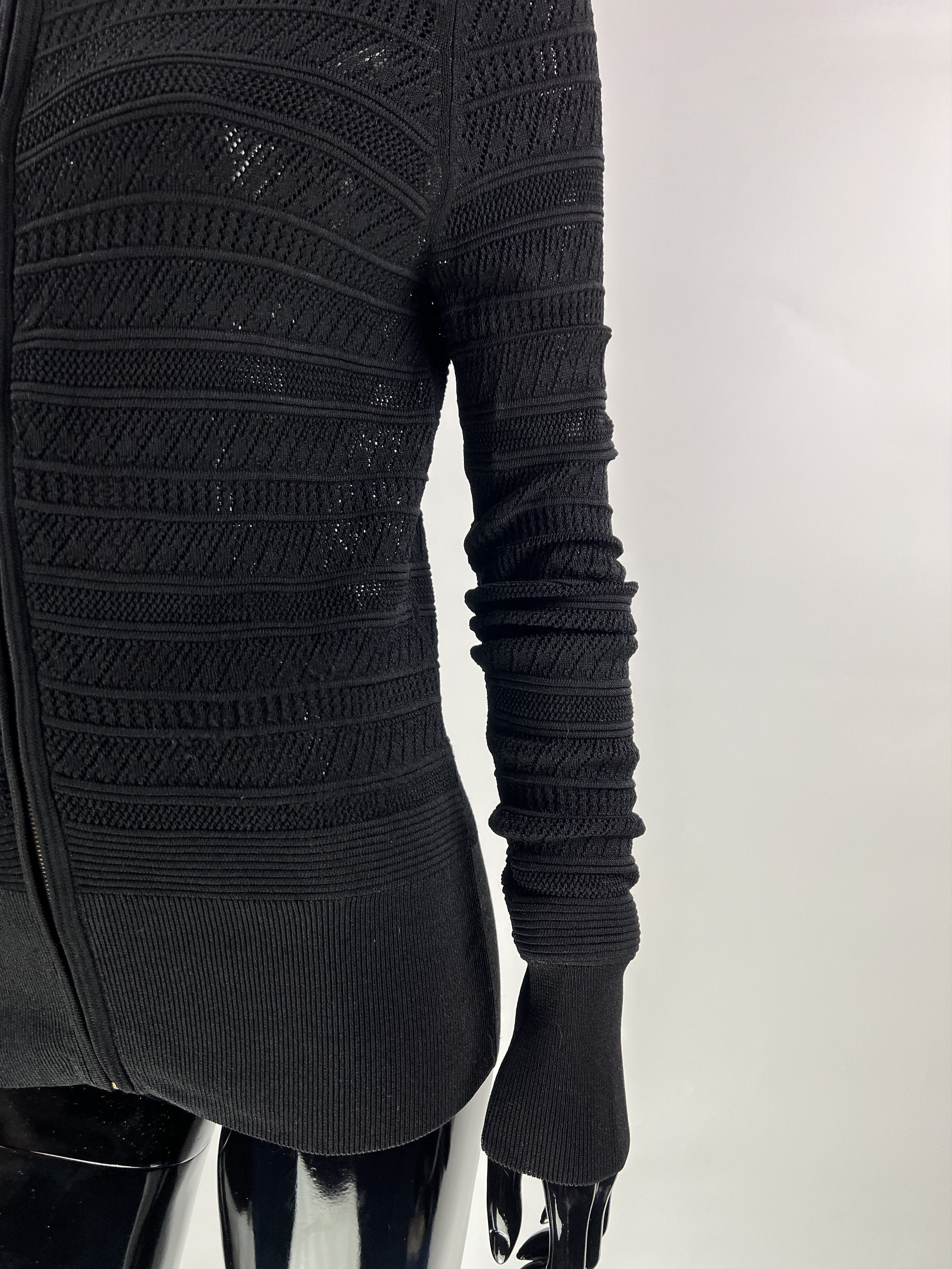Escada × Escada Sport Escada Sport Black Knitted Mesh Full Zip Sweater Size XS Size XS / US 0-2 / IT 36-38 - 6 Thumbnail
