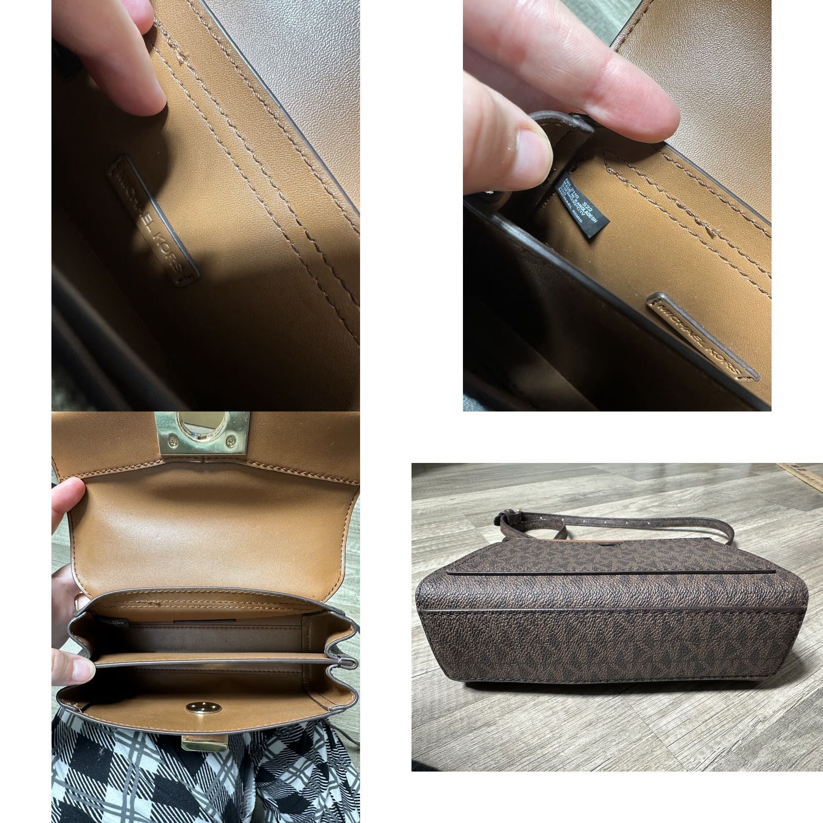 Vintage Michael Kors Lita Crossbody Bag Leather Brown Small Logo Two-Tone Buckle Accent Womens Size ONE SIZE - 8 Thumbnail