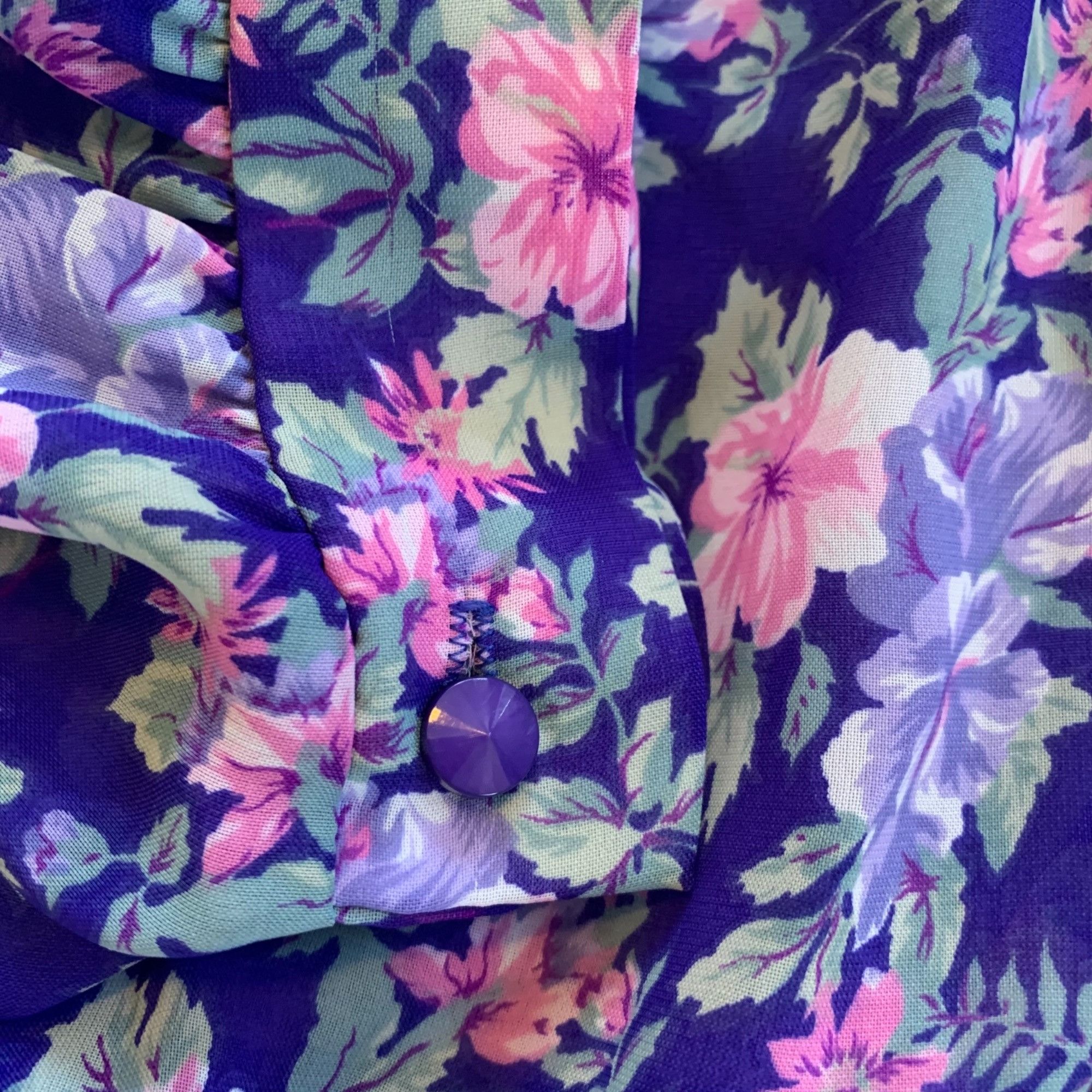 Vintage Vintage Purple All Over Floral Novelty Print Pleated Dress M Size M / US 6-8 / IT 42-44 - 6 Thumbnail