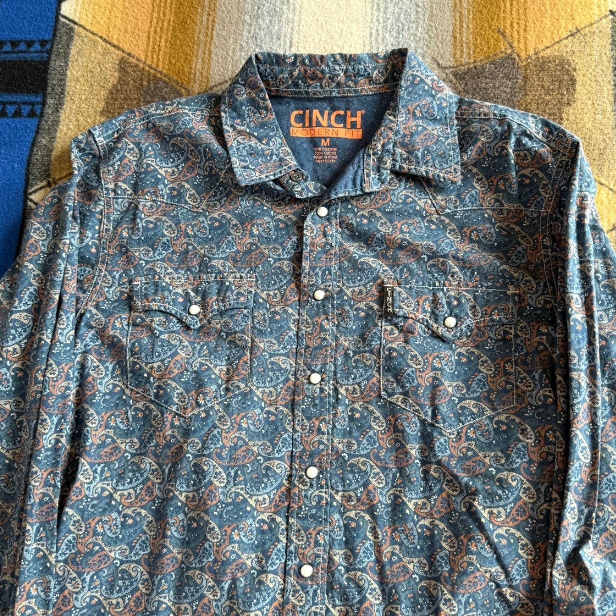 Vintage Cinch Shirt Men’s Western Paisley Long Sleeve Collared Pearl Snap Regular M Size US M / EU 48-50 / 2 - 4 Thumbnail