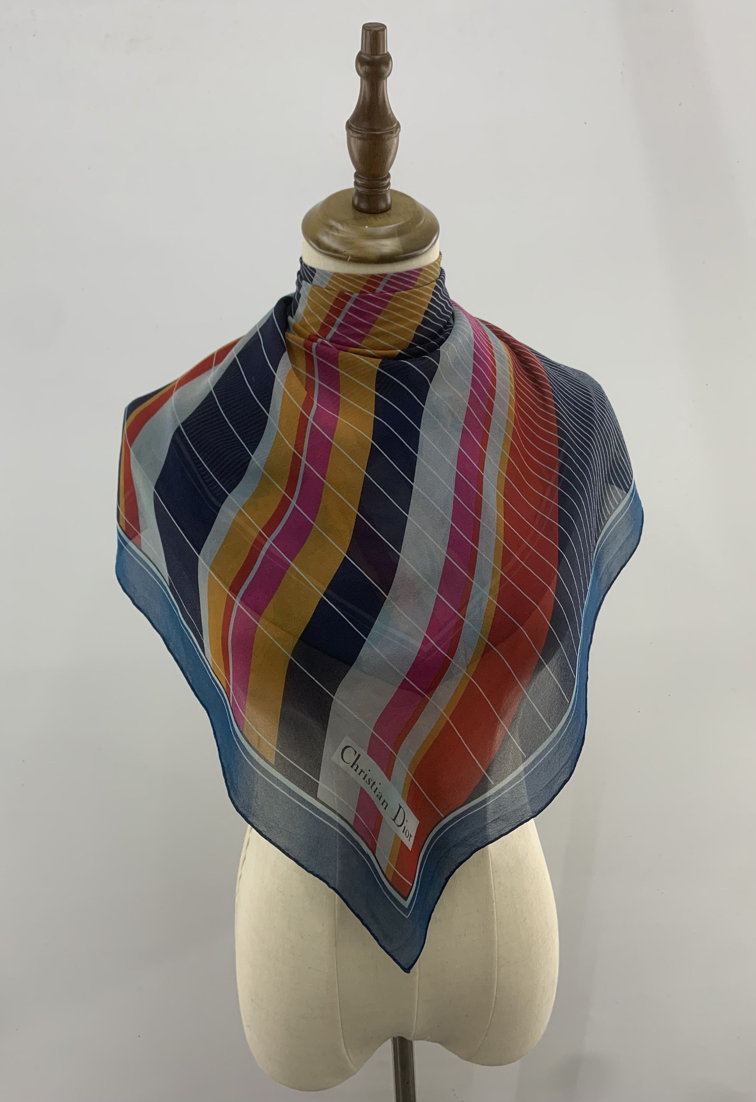 Vintage Multicolor Dior Scarf Wrap babushka