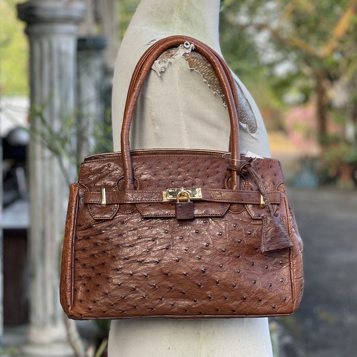 Leather Genuine Ostrich Leather Handbag Size ONE SIZE - 2 Thumbnail