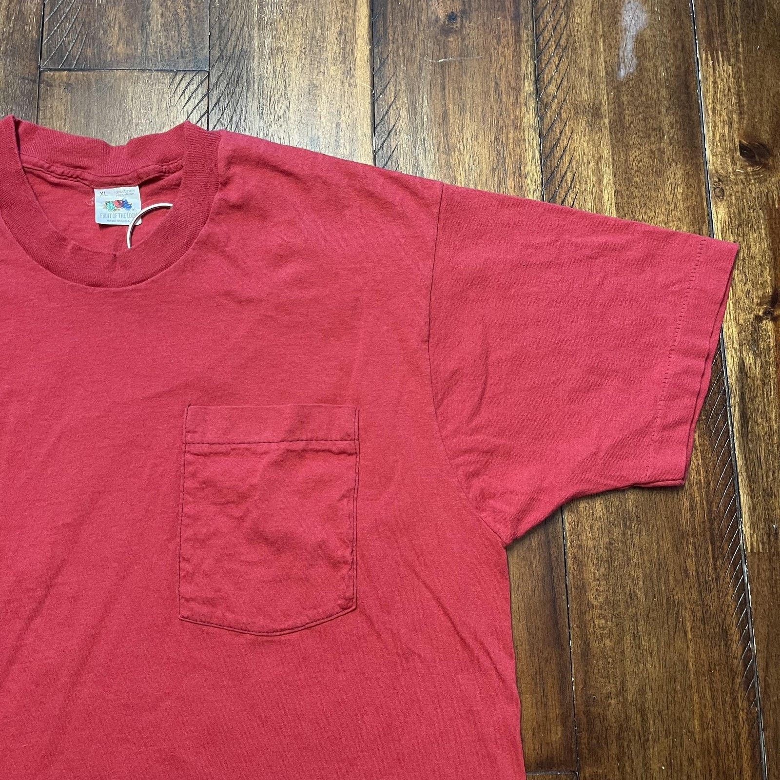 Fruit Of The Loom Vtg Fruit of the Loom Shirt XL Red Pocket 100% Cotton USA Size US XL / EU 56 / 4 - 3 Thumbnail