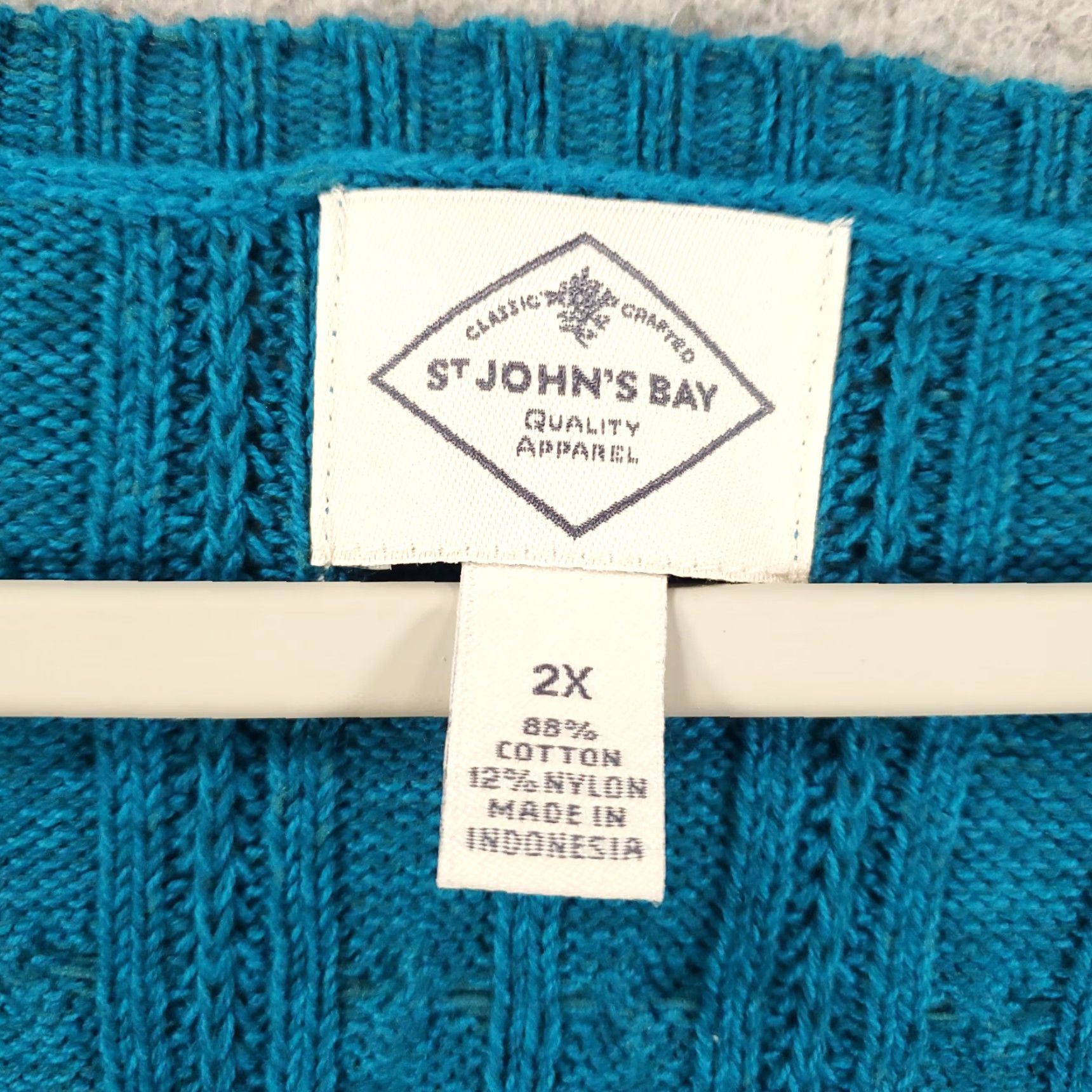 Vintage New Womens Sweater Size 2X Blue Cable Knit Chunky Long Sleeve Pullover NWT Size XXL / US 16-18 / IT 52-54 - 5 Thumbnail