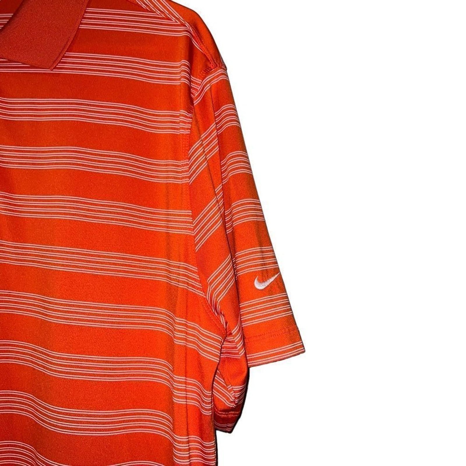 Nike Nike Golf Polo Shirt Mens XL Orange Striped Short Sleeve Size US XL / EU 56 / 4 - 3 Thumbnail