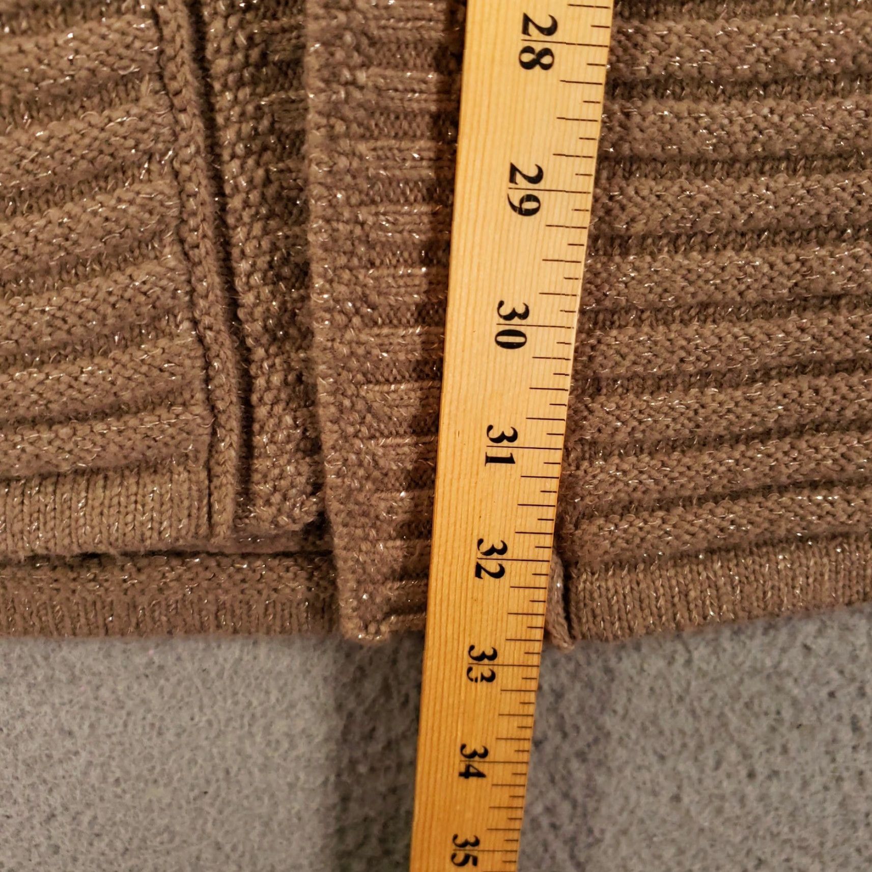 Vintage Chicos Wool Cardigan Vest Womens Medium Tan Shimmer Sparkle Ribbed Sweater Size M / US 6-8 / IT 42-44 - 4 Thumbnail