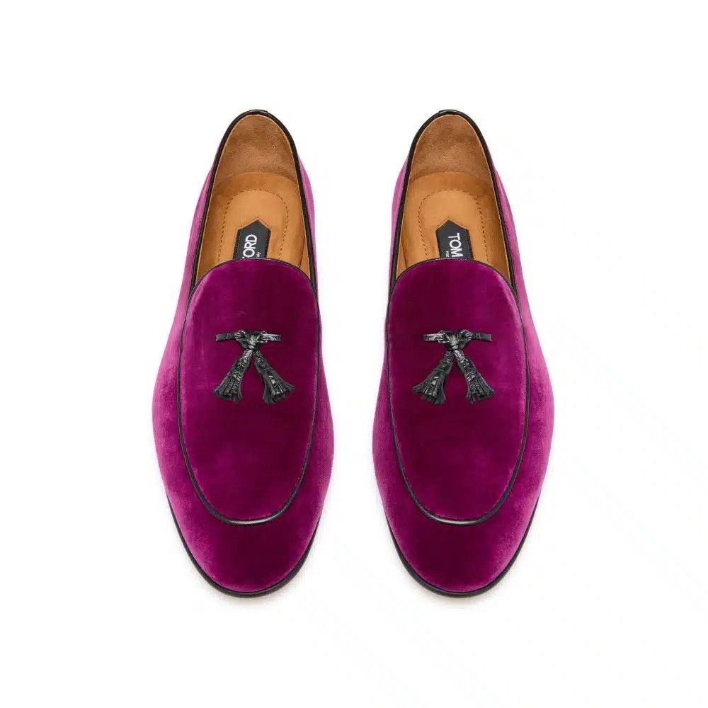 Tom Ford o1loc1c0225 J1416 Velvet Evening Loafers in Fuchsia Size US 8 / EU 41 - 2 Thumbnail