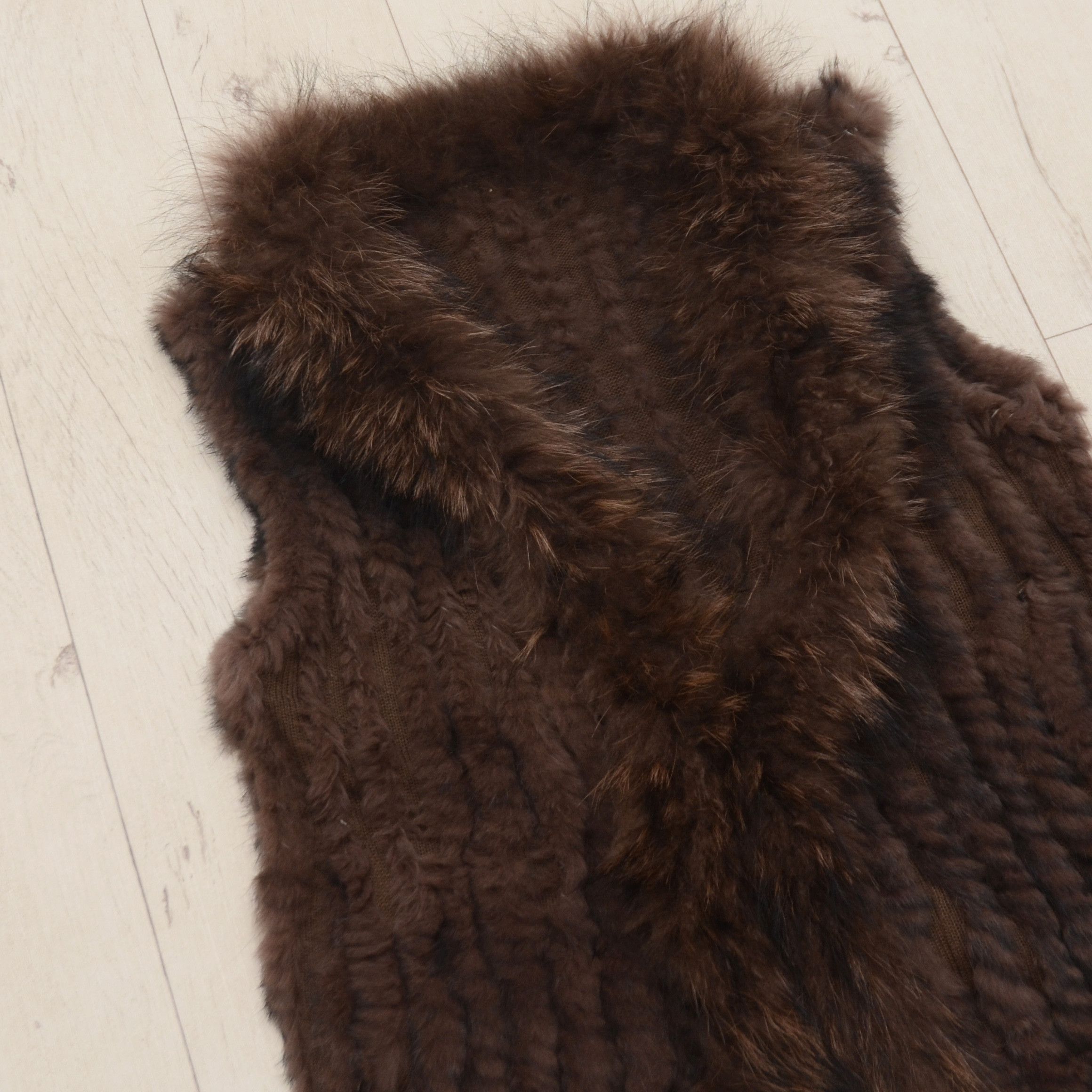 Vintage Oakwood Sleeveless Hooded Rabbit Fur Vest Y2K Avant-Garde Size L / US 10 / IT 46 - 3 Thumbnail