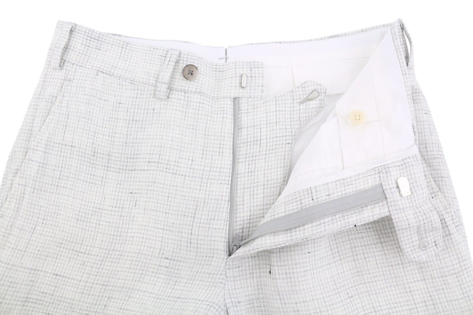 Suitsupply SOHO UK26R Light Grey Linen Patterned Trousers 86747 Size US 26 / EU 42 - 4 Thumbnail