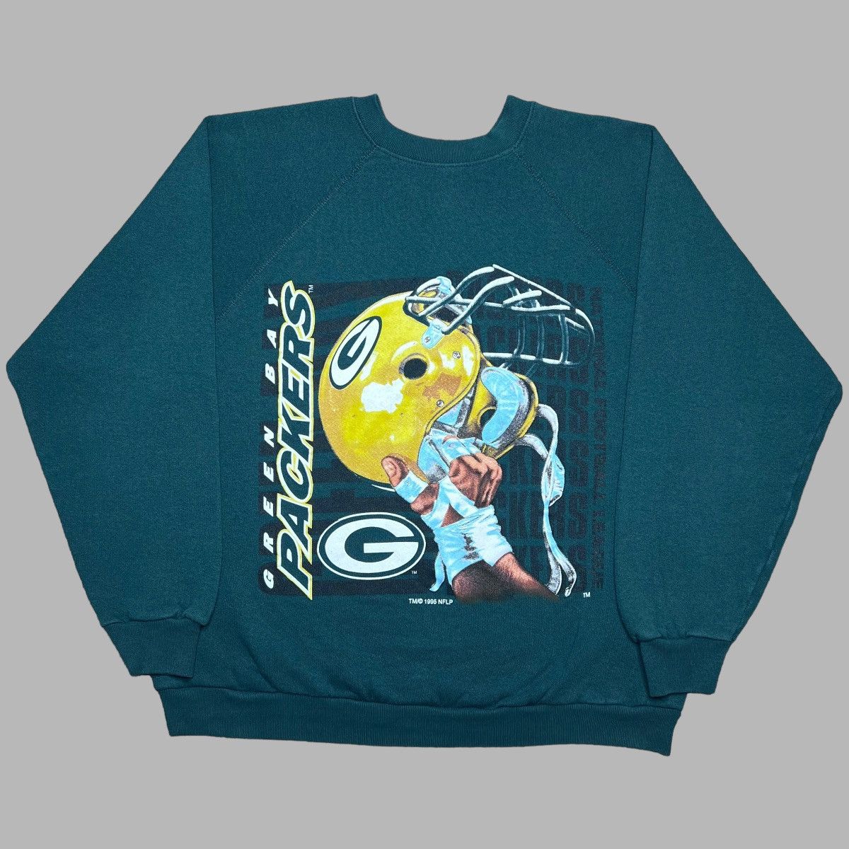 NFL × Vintage Vtg 1995 NFL Green Bay Packers Helmet Spell Out Sweatshirt Size US L / EU 52-54 / 3 - 1 Thumbnail