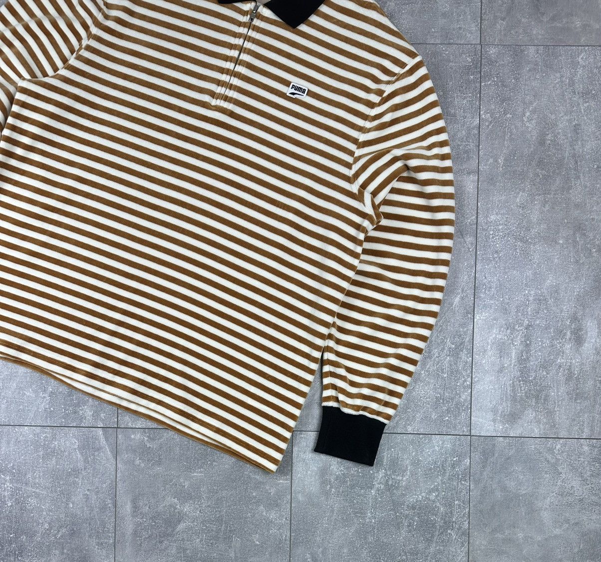 Puma Puma Velour Striped 1/4 Zip Up Sweatshirt Size US L / EU 52-54 / 3 - 5 Thumbnail