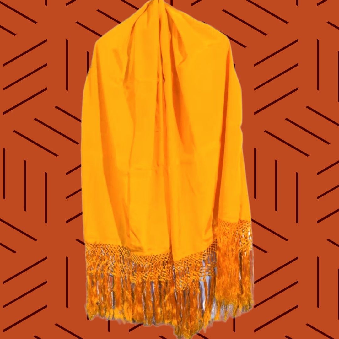 Vintage Nylon Shawl Scarf for Evening Gown - Yellow, Women's Scarf, 27"x70" Size ONE SIZE - 1 Thumbnail