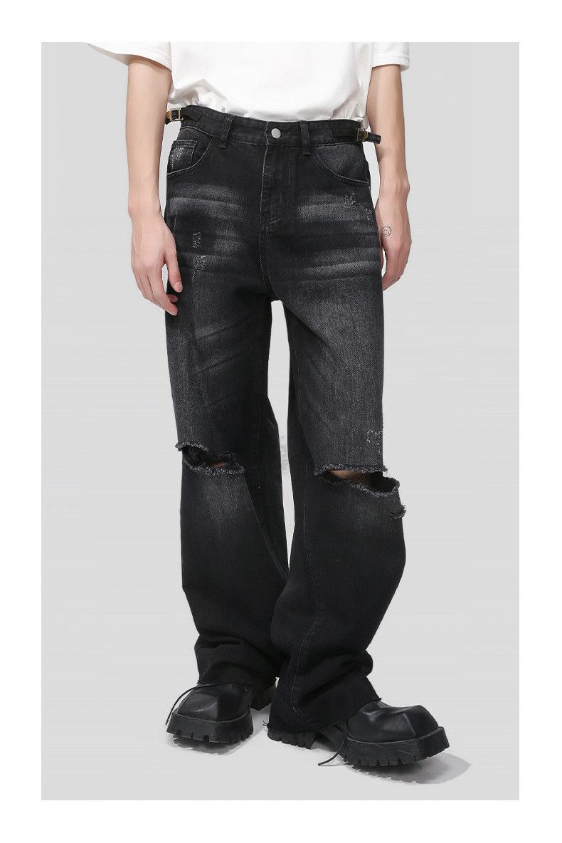 Japanese Brand American retro men's washed ripped jeans Size US 32 / EU 48 - 2 Thumbnail