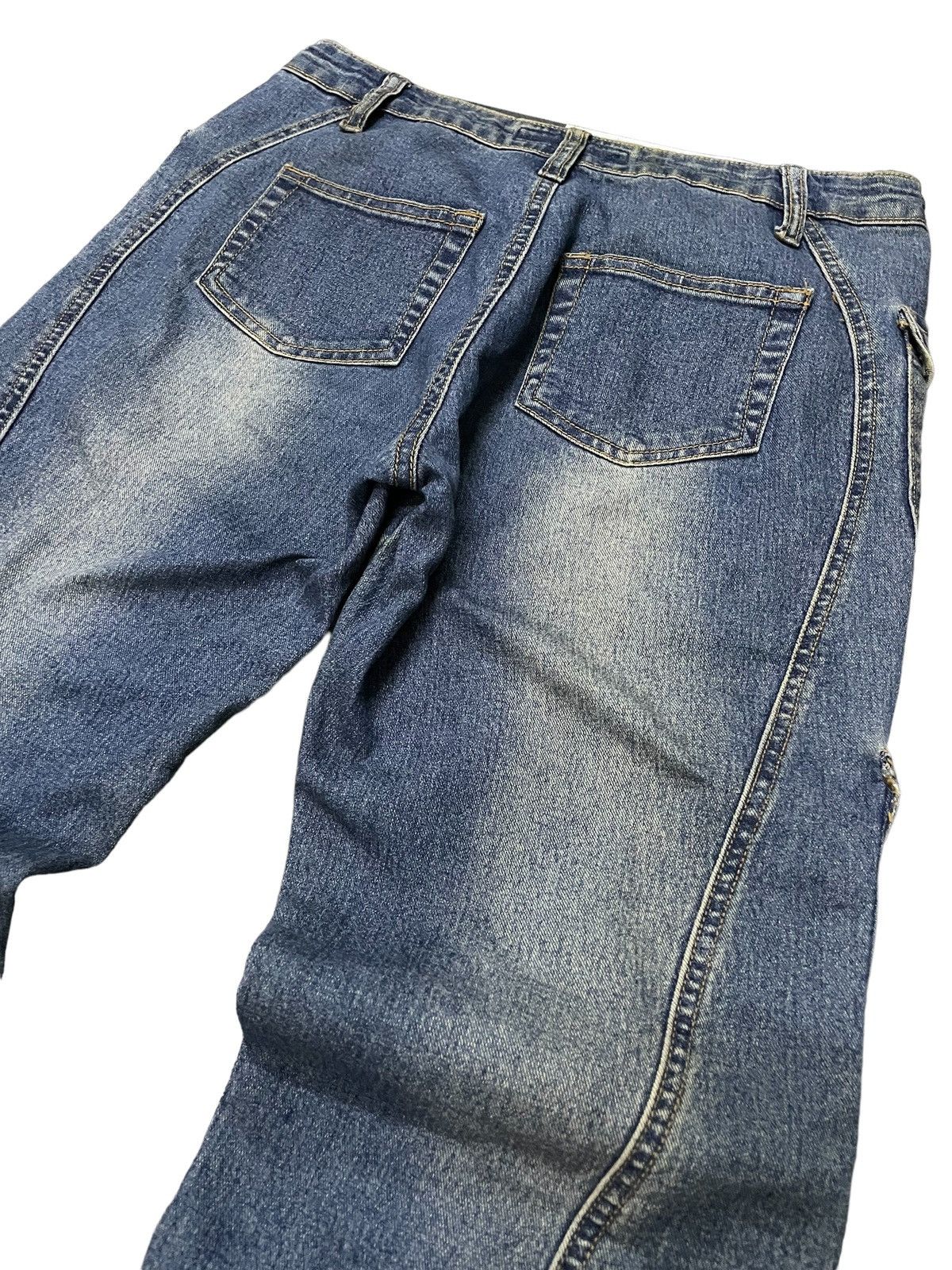 If Six Was Nine × KMRii × Le Grande Bleu (L.G.B.) Modernistic Japan Laser Wash Flared Cargos Jeans Size US 29 - 9 Thumbnail