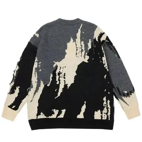 Japanese Brand × Vintage Black grey acid wash distressed knit sweater Size US XL / EU 56 / 4 - 3 Thumbnail