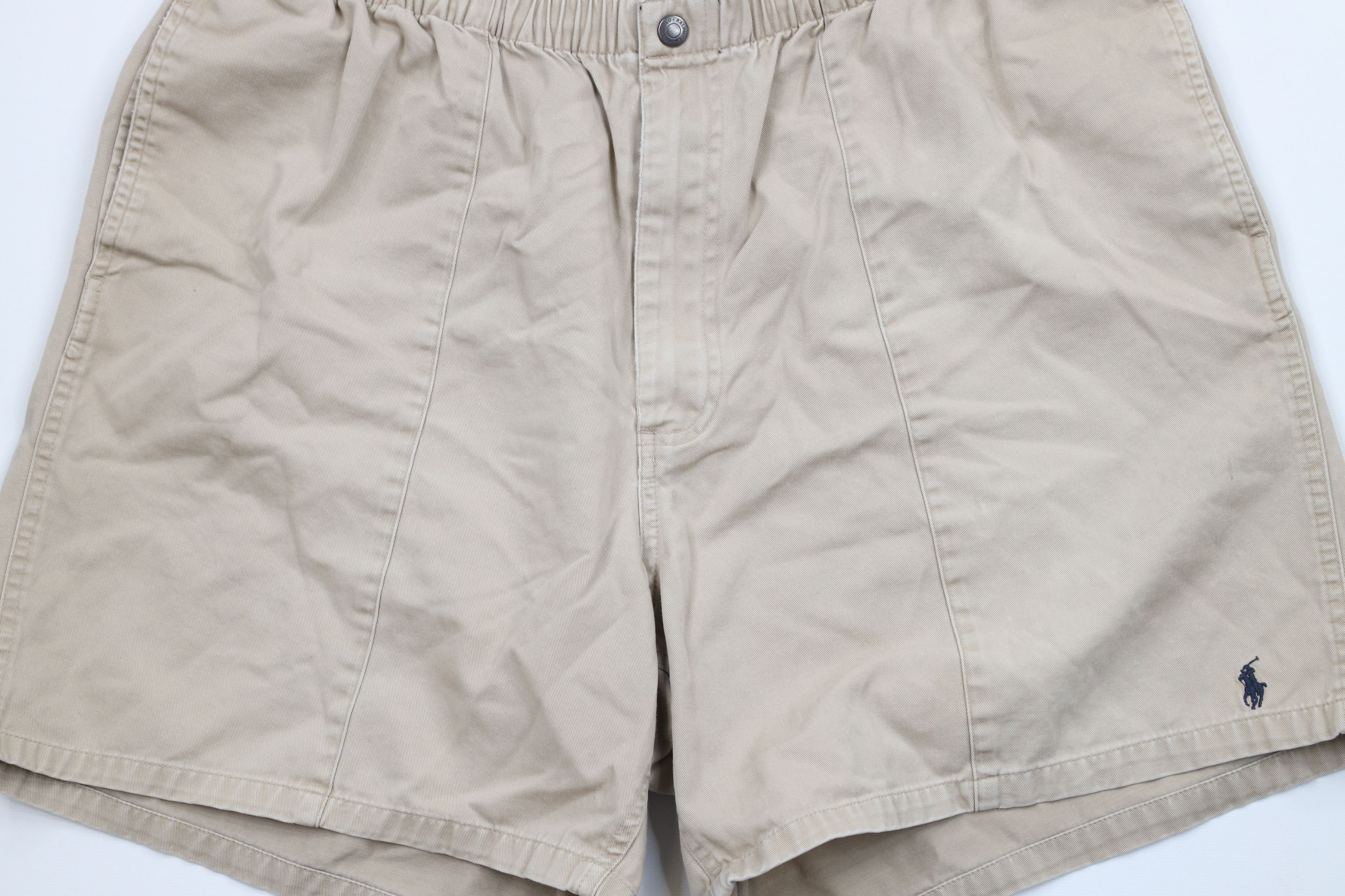 Ralph Lauren × Vintage Vintage 90s Ralph Lauren Spell Out Above Knee Shorts Beige Size US 38 / EU 54 - 3 Thumbnail