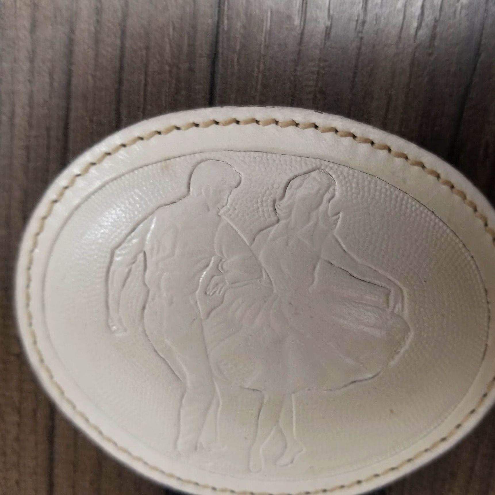 Rockmount Ranch Wear VINTAGE Rockmount Ranch Wear Champion Square Dance Belt Buckle Leather Embossed Men Western Buckle White 1980s Size ONE SIZE - 2 Thumbnail