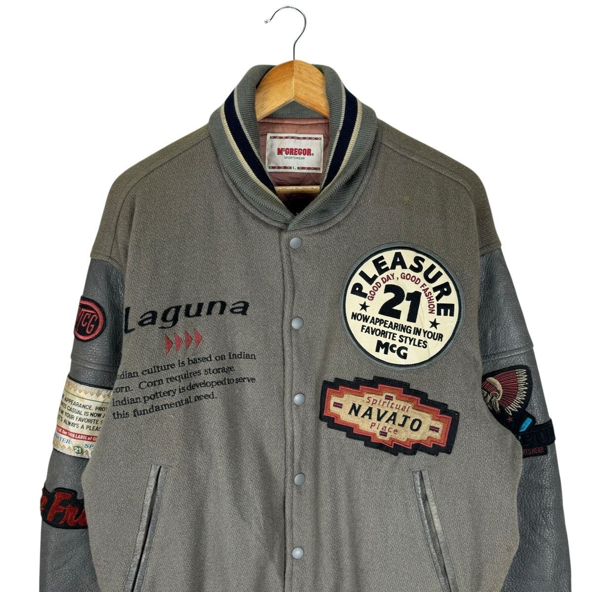 McGregor 🌟90s McGREGOR NAVAJO LEATHER VARSITY JACKET Size US L / EU 52-54 / 3 - 6 Thumbnail