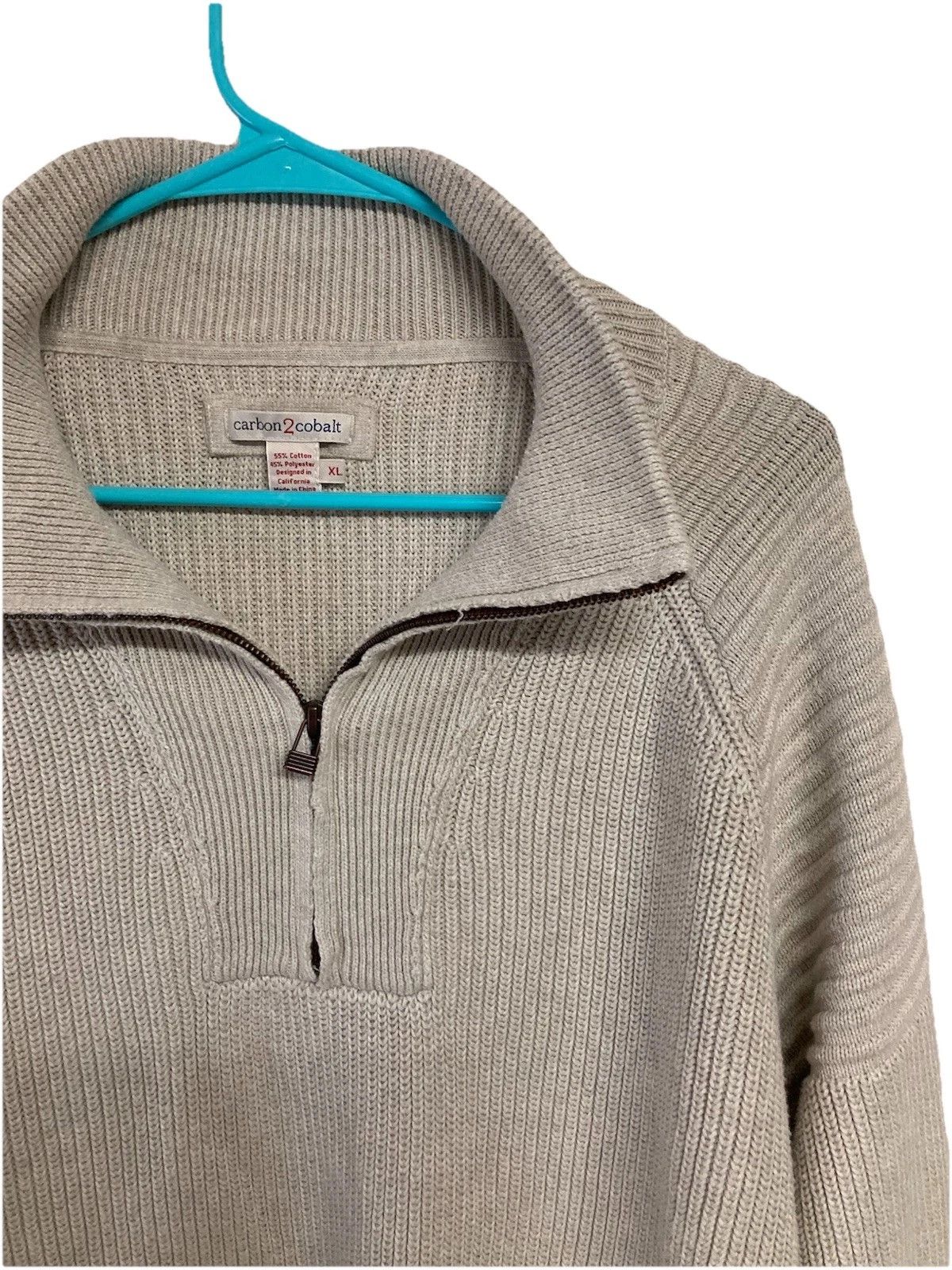 Carbon2Cobalt Carbon2Cobalt Fisherman Sweater 1/4 Zip Beige Size XL Size US XL / EU 56 / 4 - 2 Thumbnail