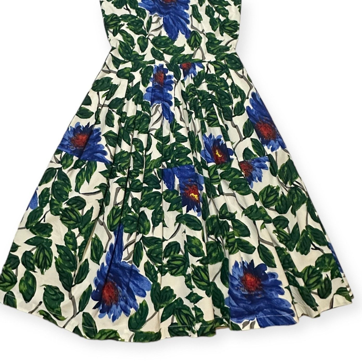 Samantha Sung Samantha Sung Rachel A-Line Dress, Blue, Green floral print, Size S / US 4 / IT 40 - 9 Thumbnail