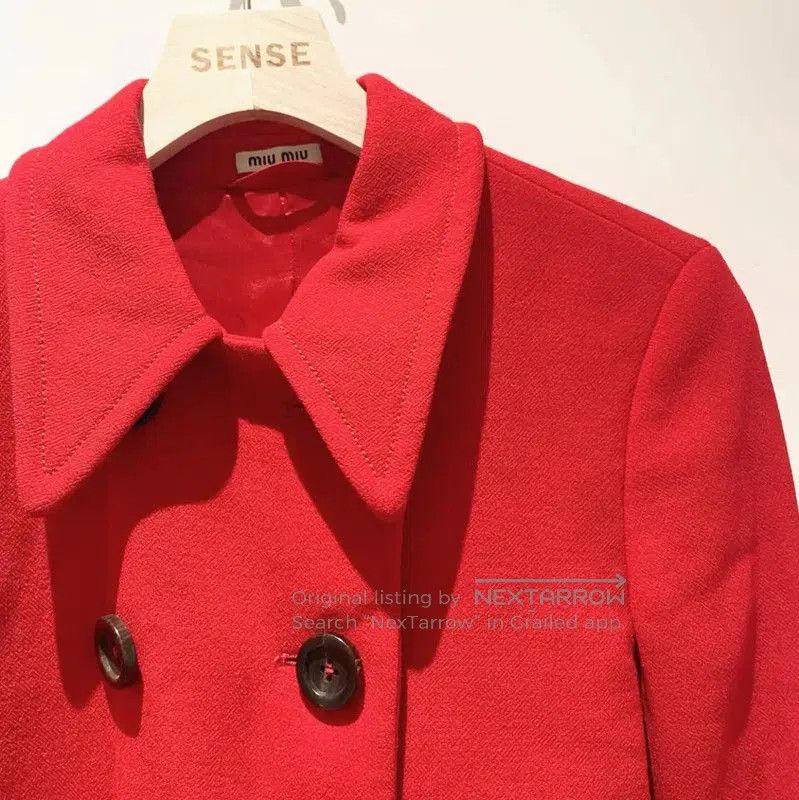 Miu Miu Miu Miu Women's Long Red Wool Coat . Size L / US 10 / IT 46 - 3 Thumbnail