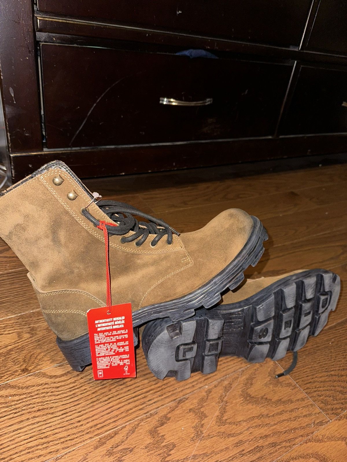 Diesel DIESEL D-HAMMER BT Combat Boots - Walnut Brown Oiled Suede Size US 10.5 / EU 43-44 - 17 Thumbnail