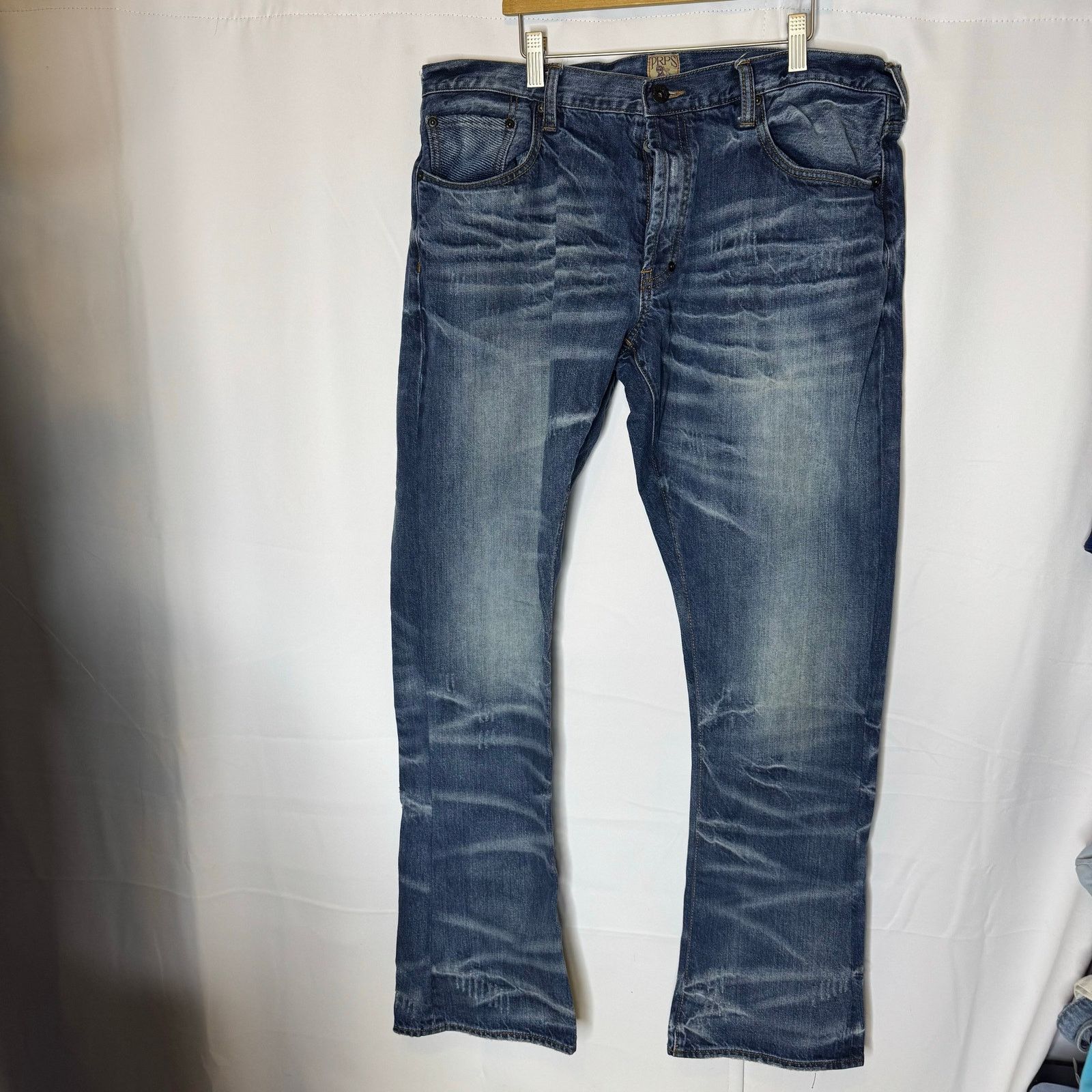 Prps PRPS Mens Windsor Fit Bootcut Jeans 38 Whiskered Button Fly Size US 38 / EU 54 - 2 Thumbnail
