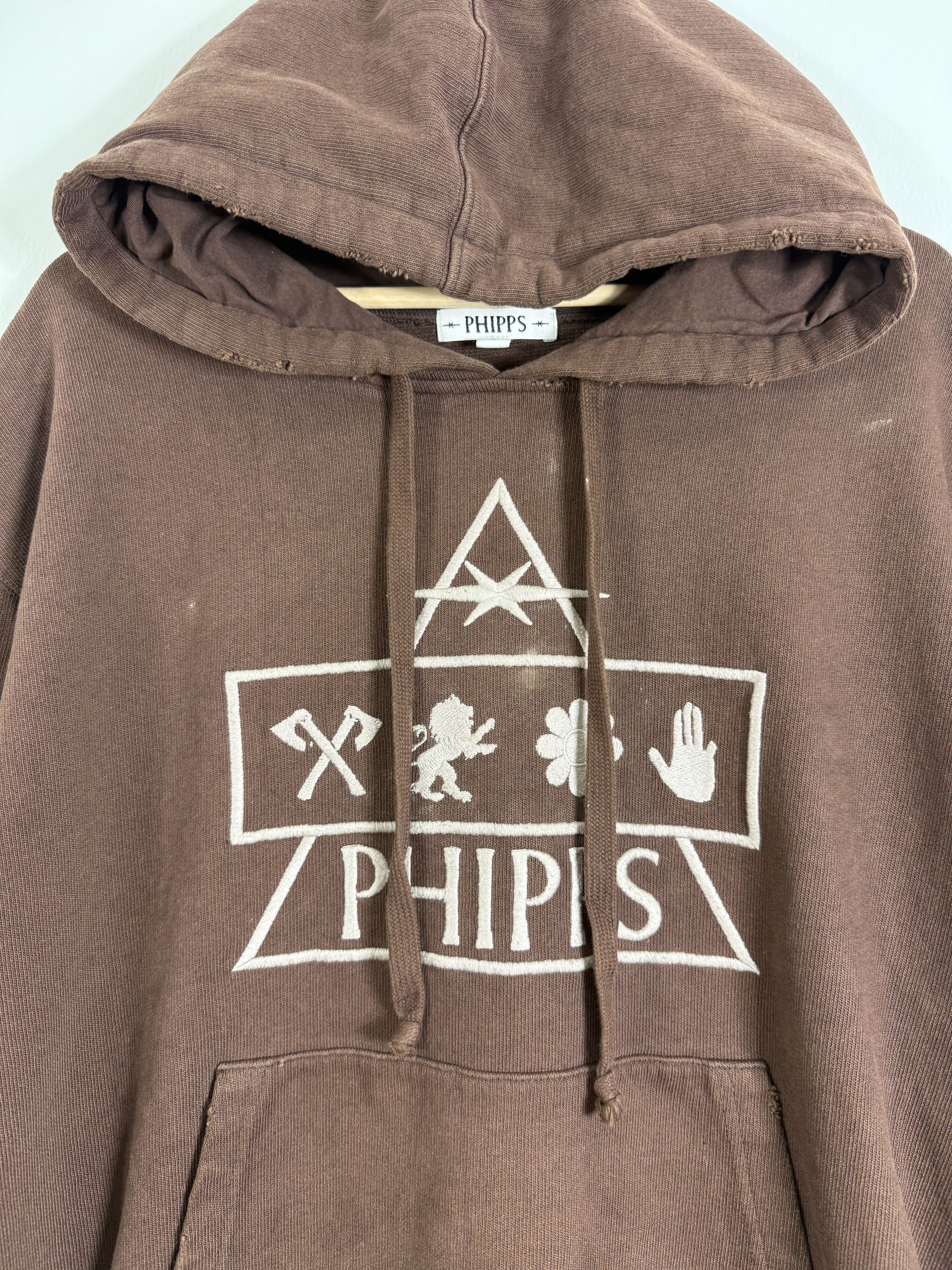 Phipps Brown Embriodered Distressed Hoodie Size US L / EU 52-54 / 3 - 2 Thumbnail