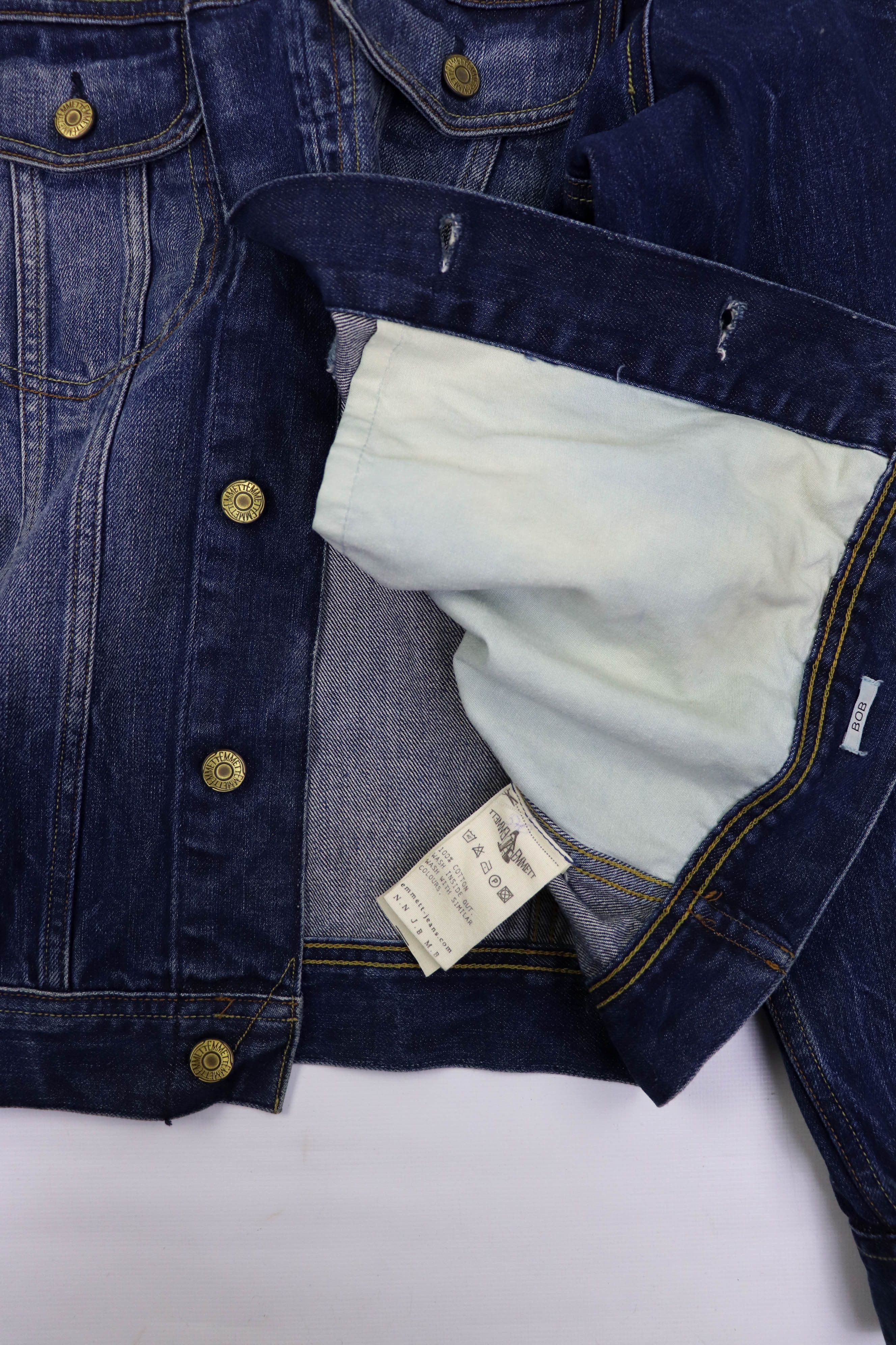 Emmett Emmett Bob Denim Used Indigo Blue Jeans Trucker Rider Jacket Size US M / EU 48-50 / 2 - 10 Thumbnail