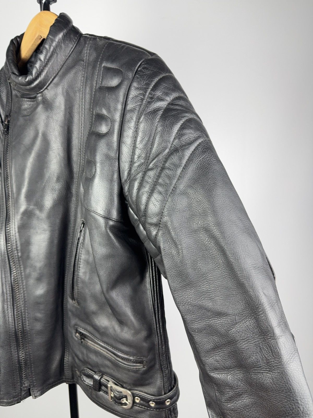 Leather Vntg 00s Heavy Leather Racing MOTO Bomber Jacket Punk Size US S / EU 44-46 / 1 - 9 Thumbnail