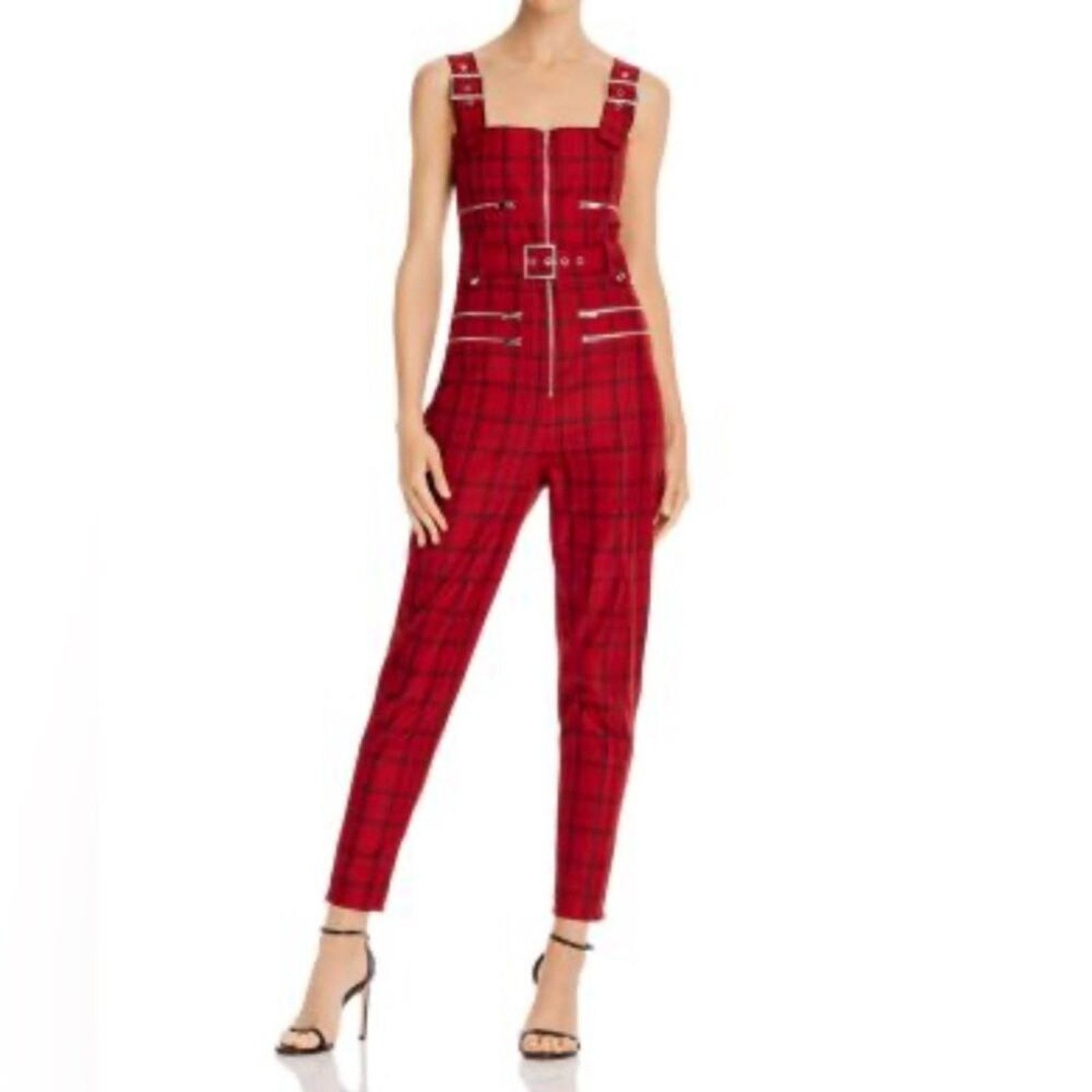 WeWoreWhat Nwt-WeWoreWhat- Seen on TV- Plaid Moto Overalls XS MSRP $225 Size 26" / US 2 / IT 38 - 2 Thumbnail