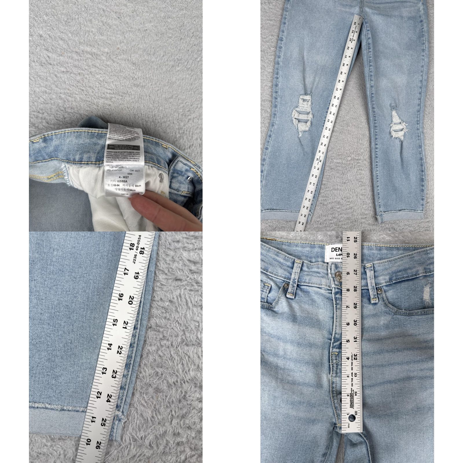 Denizen DENIZEN Levi's Jeans Womens 4 W27 Light Wash Mid Rise Boyfriend Distressed Denim Jeans 5-Pocket Stretch Cuffed Relaxed Modern Daywear Womens Size 27" / US 4 / IT 40 - 8 Thumbnail