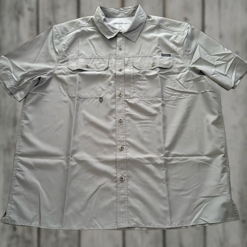 Eddie Bauer Eddie Bauer Shirt Mens XL Limestone Short Sleeve Woven Button Up Tech Vented NEW Size US XL / EU 56 / 4 - 1 Thumbnail