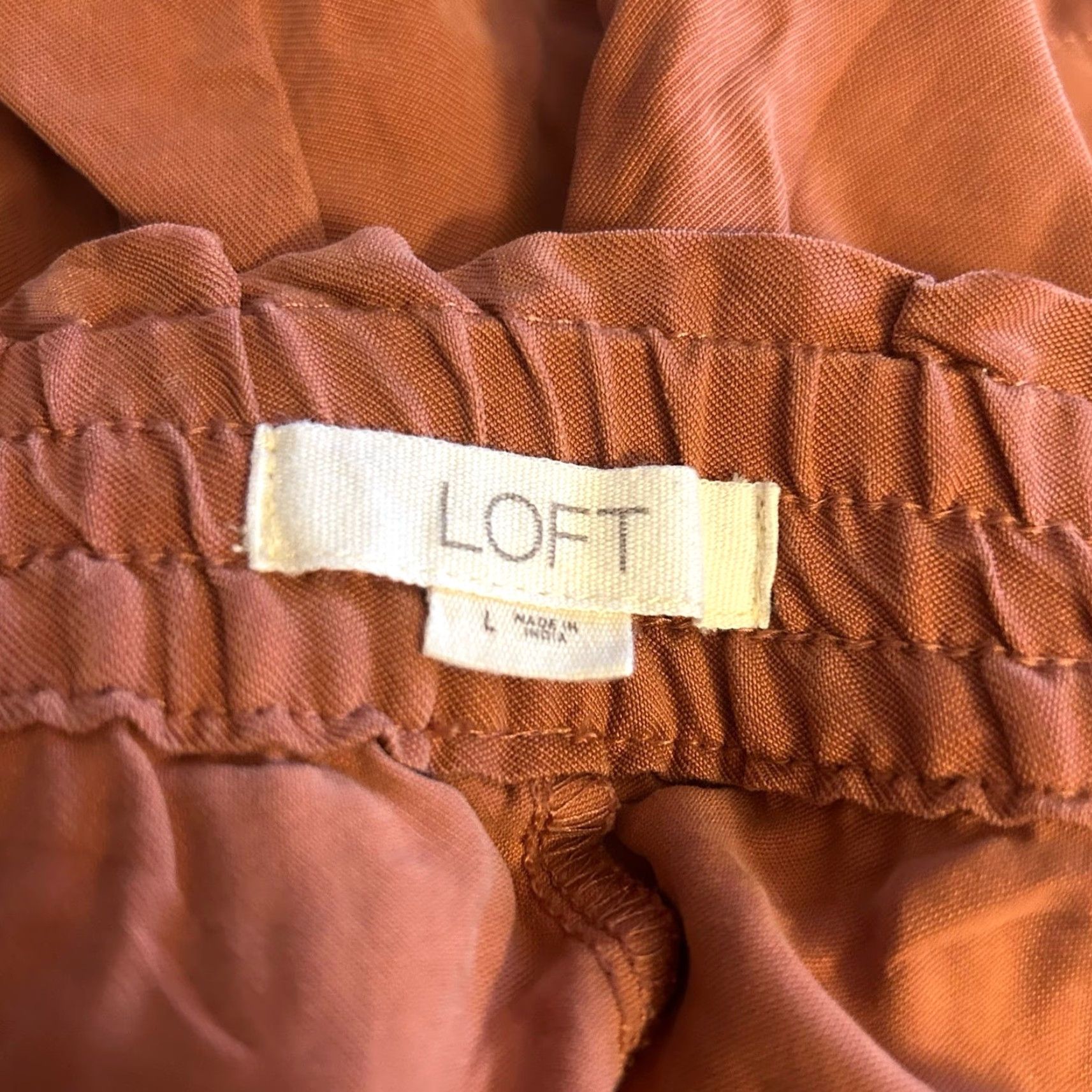Loft Loft Shorts Rust Orange Pull On Drawstring Pockets Rayon Stretch Large Women Casual Shorts Size 25" / US 0 / IT 36 - 4 Thumbnail