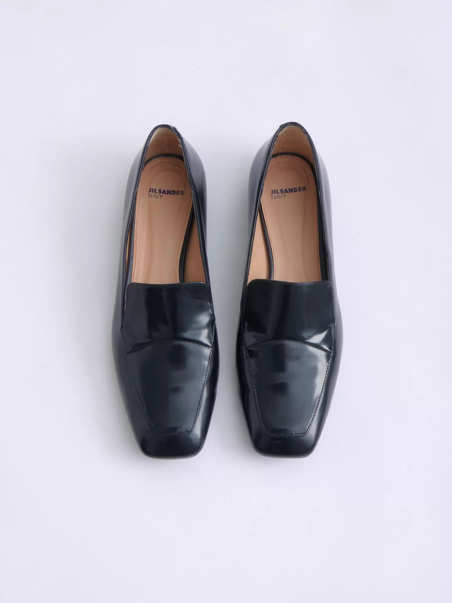 Jil Sander Jil Sander Navy Black Micro Square Toe Loafers Size US 7.5 / IT 37.5 - 1 Thumbnail